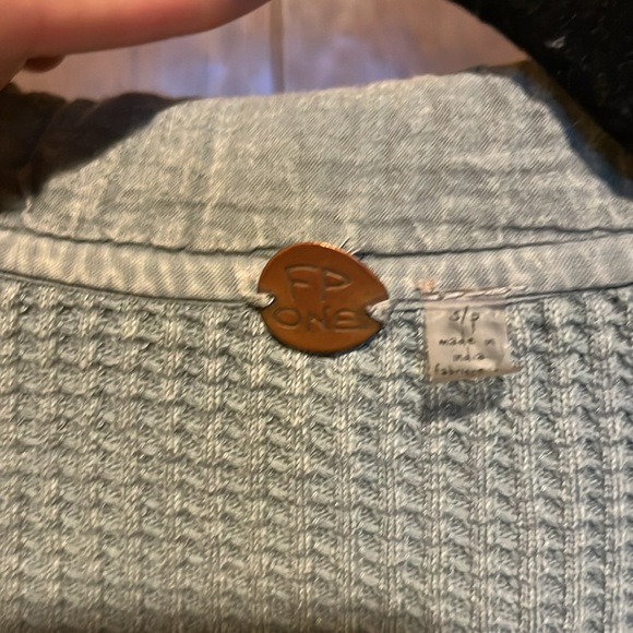 free people one scout waffle-knit button down - Picture 2 of 3